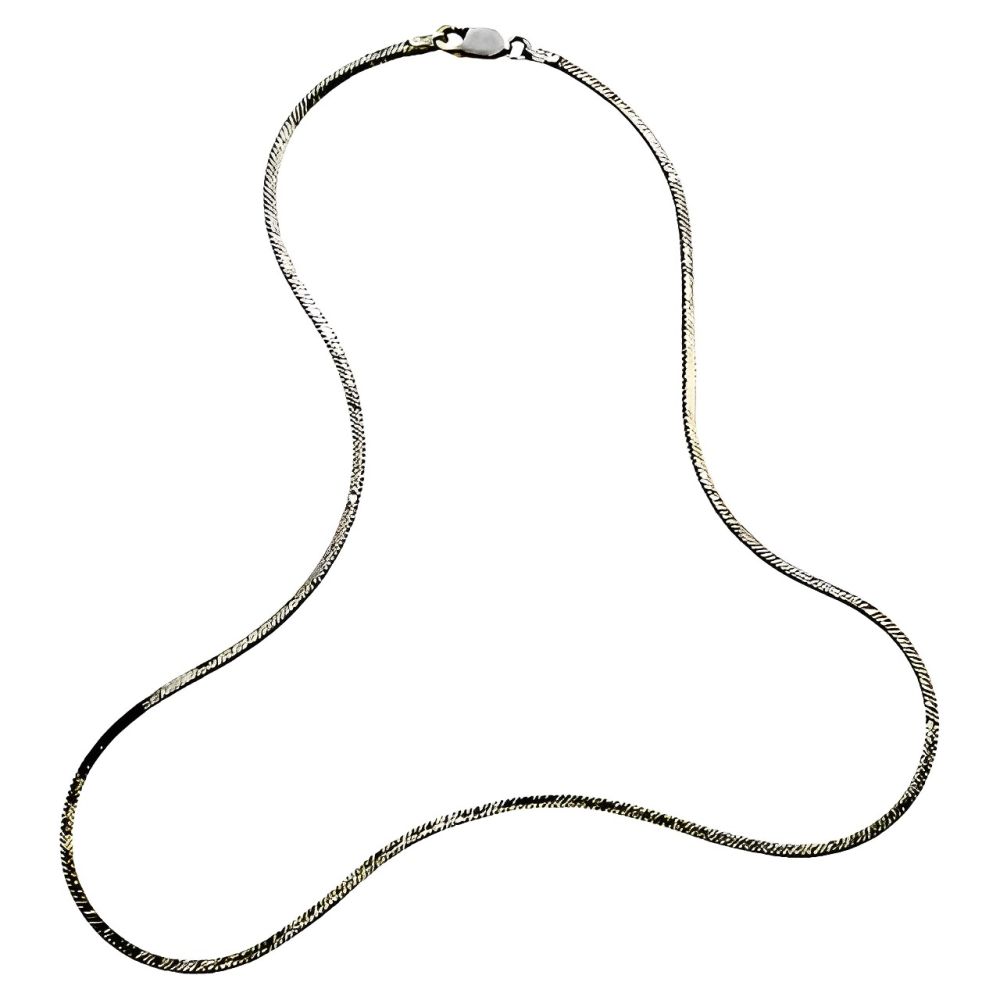 Italian Sterling Silver Square Herringbone Link Necklace